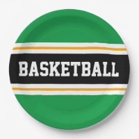 Fun Bright Green Black Yellow BASKETBALL Stripes