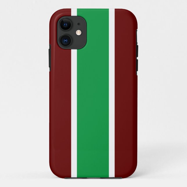 Fun Bright Green Dark Red White Vertical Stripes Case-Mate iPhone Case (Back)