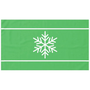 Fun Bright Green Nordic White Snowflake Stripes Tablecloth