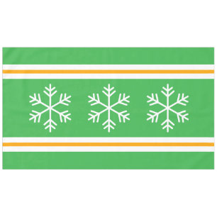Fun Bright Green White Nordic Snowflakes Stripes Tablecloth