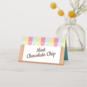 Fun Bright Ice Cream Parlour Awning Birthday Party Place Card
