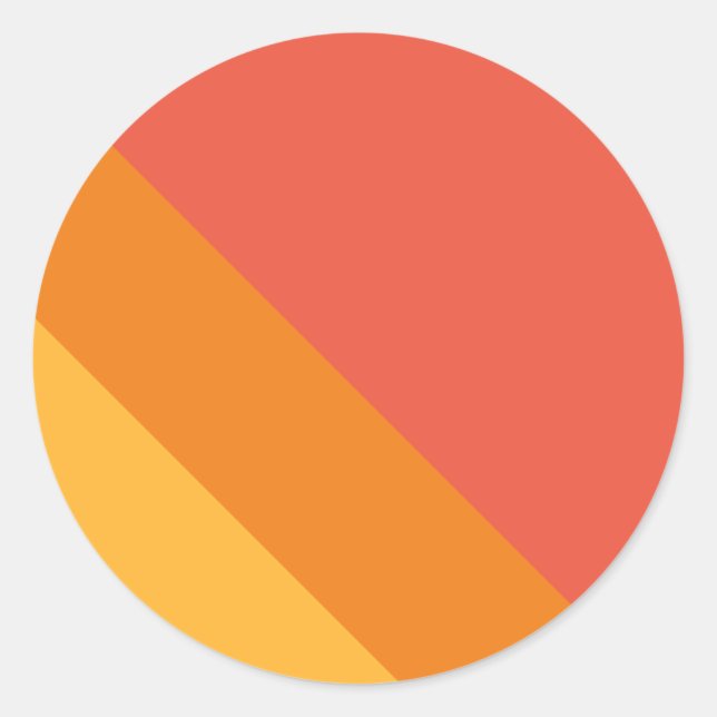 Fun Bright Orange Golden Yellow Diagonal Stripes Classic Round Sticker (Front)