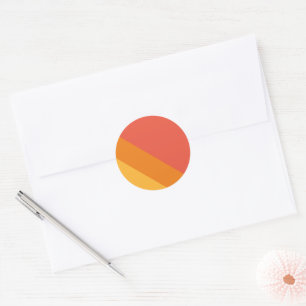 Fun Bright Orange Golden Yellow Diagonal Stripes Classic Round Sticker