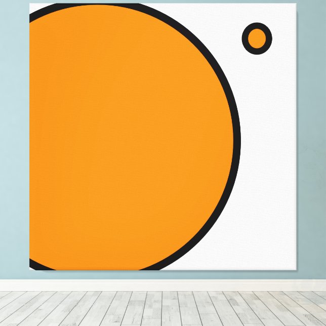 Fun Bright Orange White Modern Geometric Art Canvas Print (Insitu(Wood Floor))