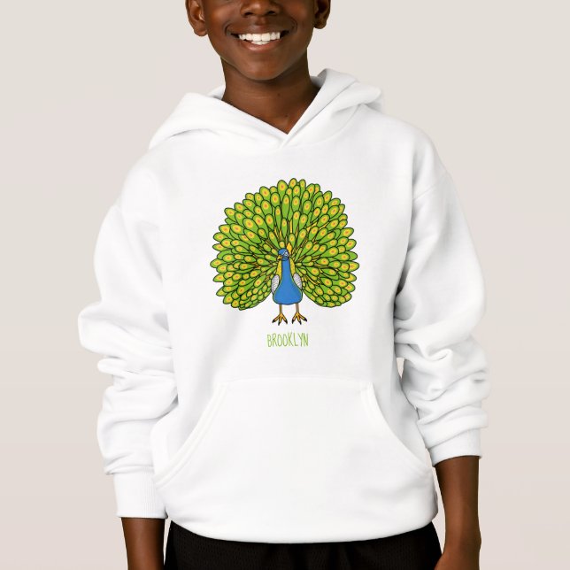 Fun bright peacock bird illustration (Front)