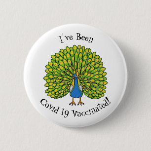 Fun bright peacock bird illustration 6 cm round badge