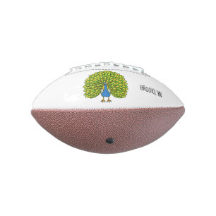 Fun bright peacock bird illustration american football