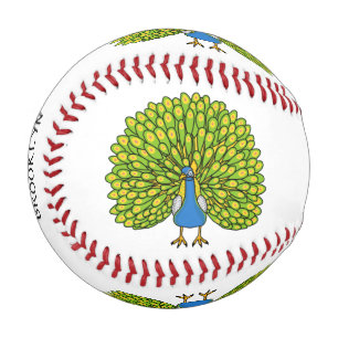 Fun bright peacock bird illustration baseball