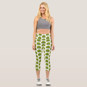 Fun bright peacock bird illustration  capri leggings