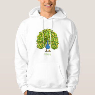 Fun bright peacock bird illustration hoodie