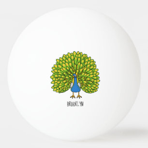 Fun bright peacock bird illustration ping pong ball