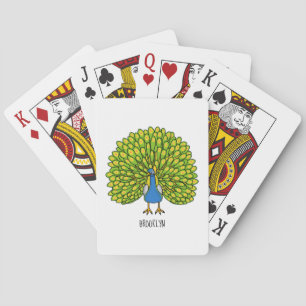Fun bright peacock bird illustration playing cards