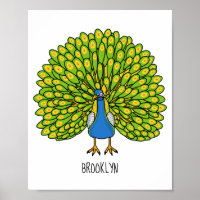 Fun bright peacock bird illustration