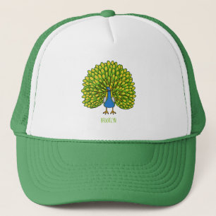 Fun bright peacock bird illustration trucker hat