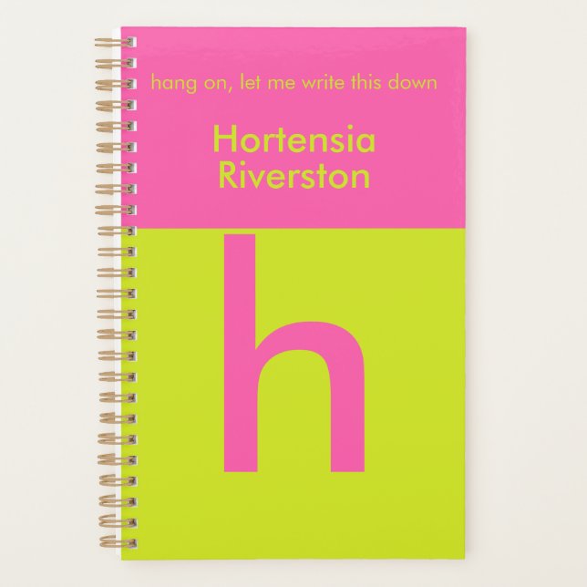 Fun Bright Personalised Custom Monogram Planner (Front)