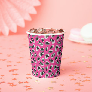 Fun Bright Pink Camo/Animal Print Paper Cups