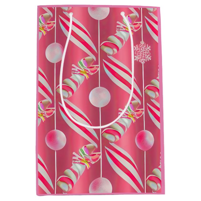 Fun Bright Pink Candy Lane Collection   Medium Gift Bag (Front)