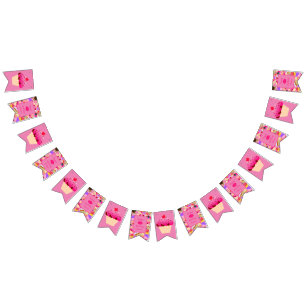 Fun, Bright Pink Cupcake Any Age Birthday Bunting