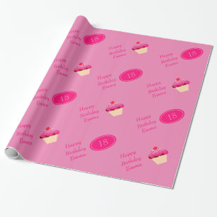Fun, Bright Pink Cupcake Any Age Birthday Gift Wrapping Paper