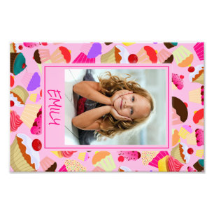 Fun Bright Pink Cupcake – Custom Photo Print