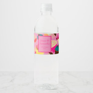 Fun, Bright Pink Cupcake  - Water Bottle Label