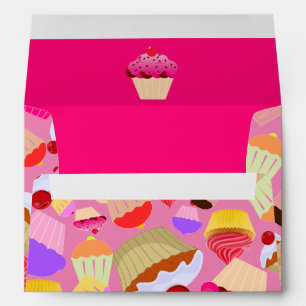Fun, Bright Pink Cupcake  - Wedding Invitation Envelope