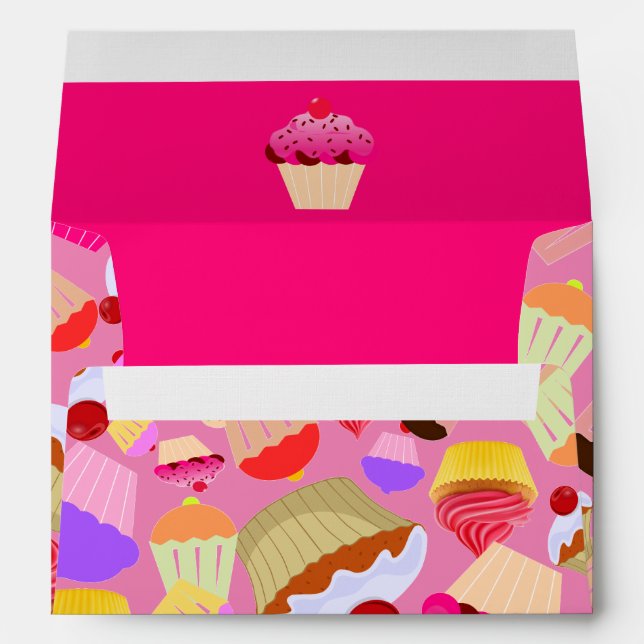Fun, Bright Pink Cupcake  - Wedding Invitation Envelope (Back (Bottom))
