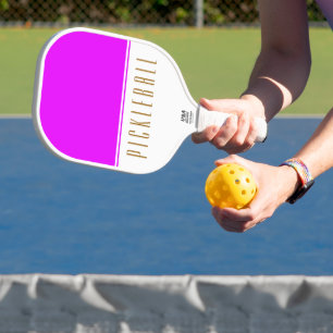 Fun Bright Pink White Colour Block PICKLEBALL Text Paddle