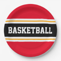 Fun Bright Red Black Yellow BASKETBALL Stripes