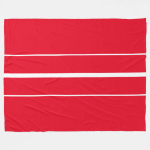 Fun Bright Red Horizontal White Racing Stripes  Fleece Blanket