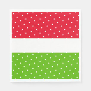 Fun Bright Red White Lime Green Stripes Polka Dots Napkin
