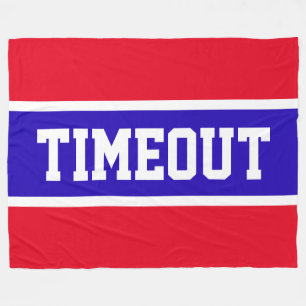 Fun Bright Red White Royal Blue Stripes "TIMEOUT" Fleece Blanket