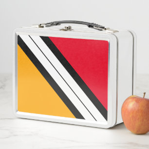 Fun Bright Red Yellow Black White Racing Stripes Metal Lunch Box