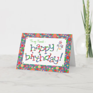 Fun Bright Spots on Blue for Fiancee Birthday Card