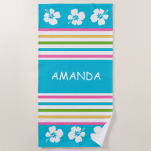 Fun Bright Striped Nautical Beach Towel