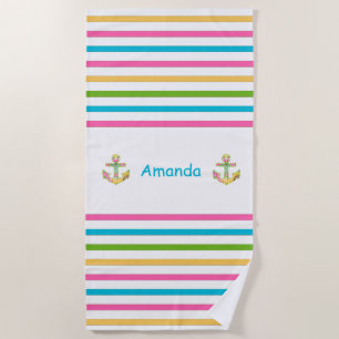 Fun Bright Striped Nautical Beach Towel