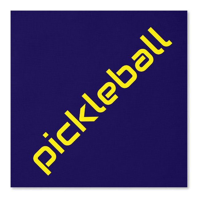 Fun Bright Yellow Diagonal PICKLEBALL On Navy Blue Wallpaper (Front)