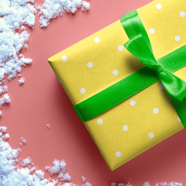 Fun Bright Yellow & White Polka Dot Pattern  Wrapping Paper (Fun Bright Yellow & White Polka Dot Pattern Wrapping Paper)