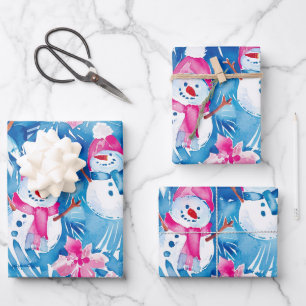 Fun Brights Christmas Snowman Wrapping Paper Sheet