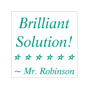 Fun "Brilliant Solution!" Tutor Rubber Stamp