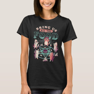 Fun Bring Us The Food Kitten Pentagram Hungry Cat T-Shirt
