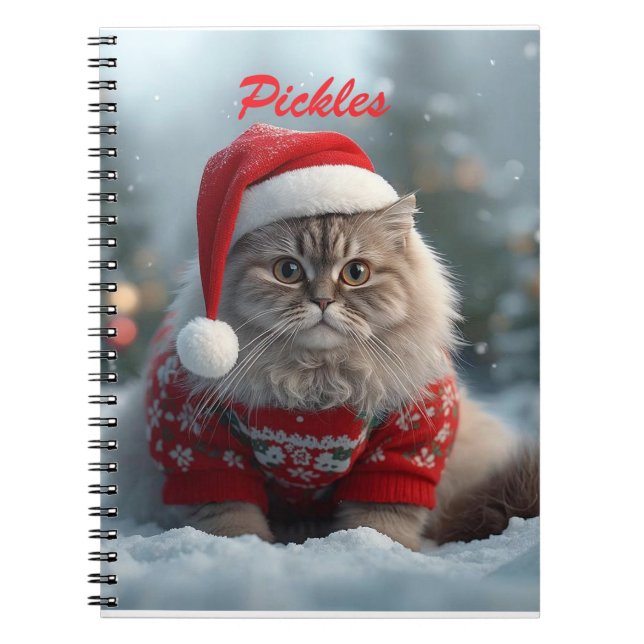 Fun British Shorthair Cat Christmas Personalised  Notebook (Front)