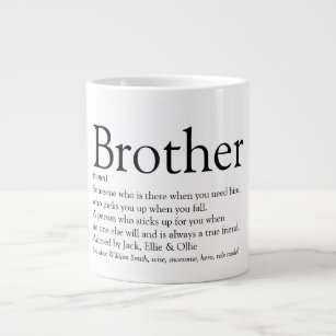 Fun Brother Definition Quote Black and White Large Coffee Mug