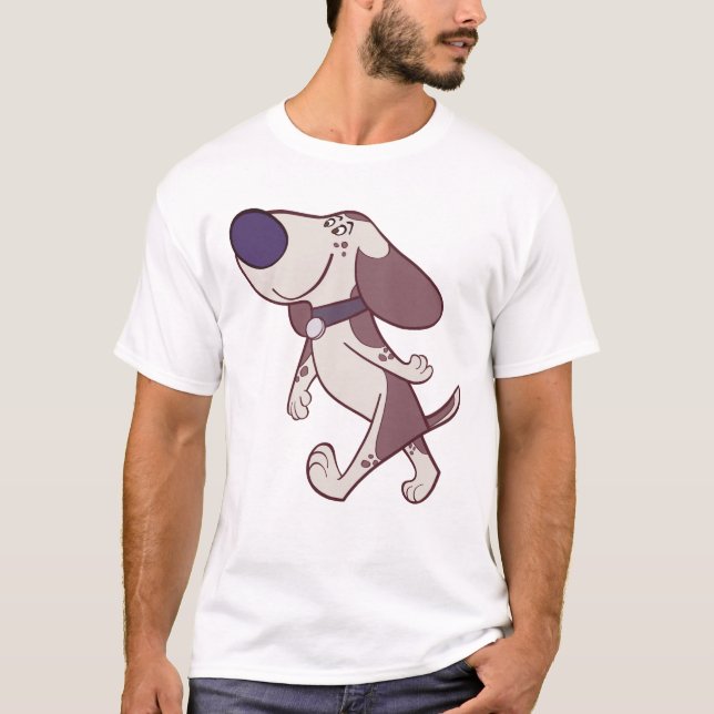 Fun Brown And Cream Cartoon Dog Walking T-Shirt (Front)