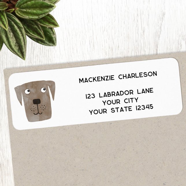 Fun Brown Dog Personalised Return Address (Fun Chocolate Labrador Retriever dog personalized return address label)