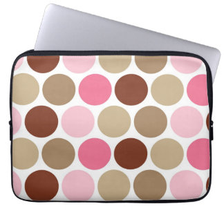 Fun Brown & Pink Polka Dots Pattern Laptop Sleeve