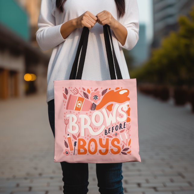 Fun Brows Before Boys Fashionable Shopping Tote Bag (Creator Uploaded)