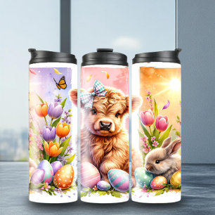Fun Brushstroke Highland Cow Easter Tumbler