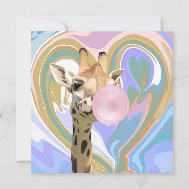 Fun Bubblegum Blowing Giraffe Liquid Swirl Blue (Front)