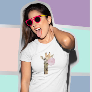 Fun Bubblegum Blowing Giraffe T-Shirt